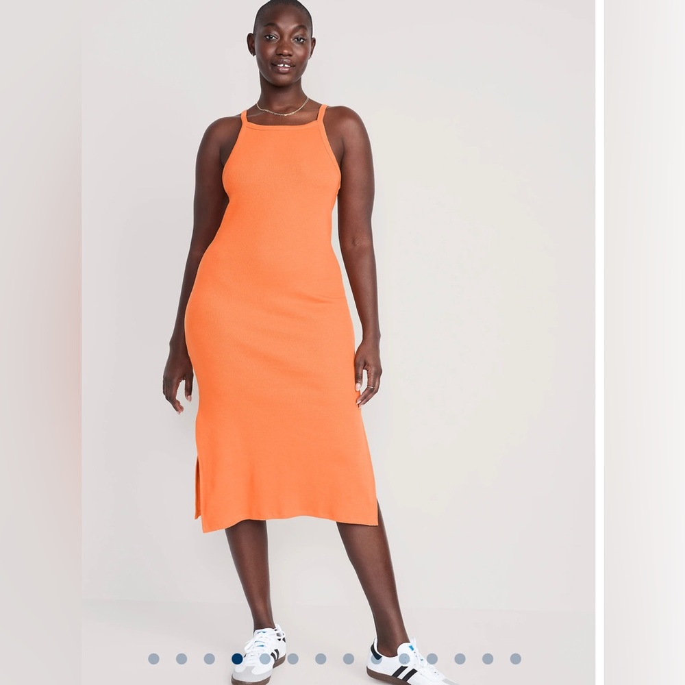 Old Navy Fitted Rib Knit Midi Dress, Sleeveless NWT; Color - Sorbet; Size - Larg